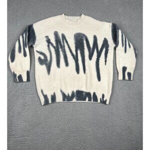 Lelis Collection Womens Sweater Abstract Graffiti Spray Paint Cream/Black XS
